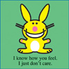 Happy Bunny Don't Care 1 1/2" Sq. Button